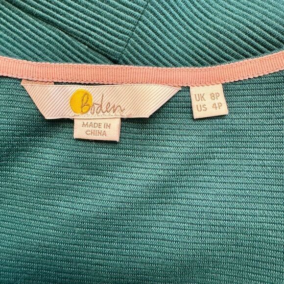 Boden Bronte Ottoman Dress Emerald Green Ribbed 3/4 Sleeves Size 4P - Picture 4 of 6